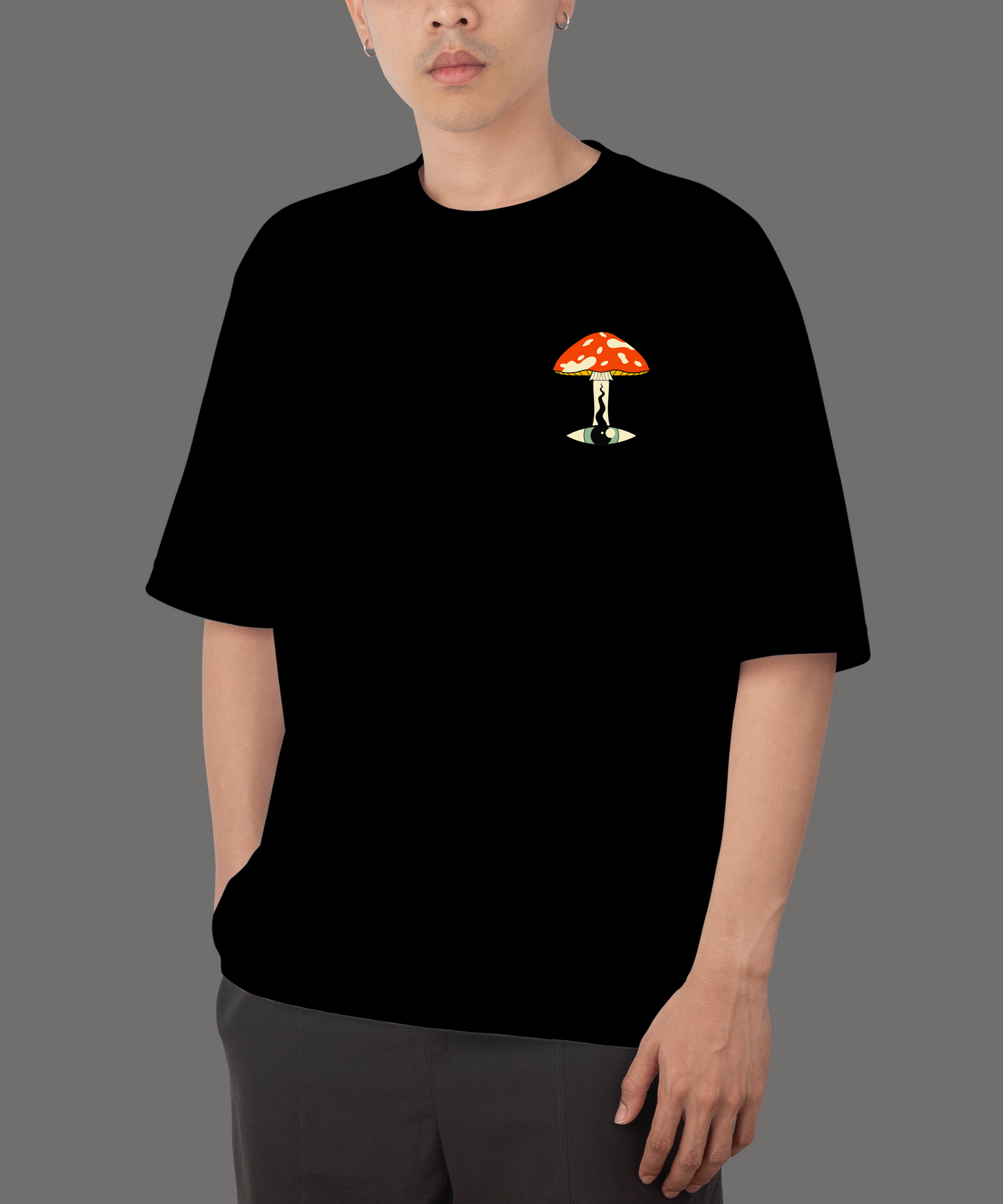 Mushroom Black Oversize T-Shirt